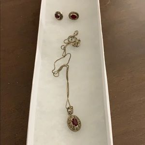 Sterling silver  set ruby gems marcasite stones